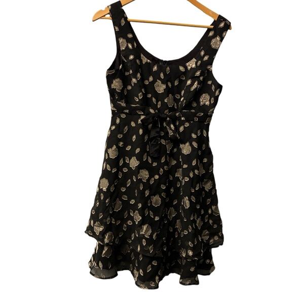 VTG RAMPAGE 90s Y2K Babydoll Dress burnout Whimsigoth Grunge Black Floral 6/8 - Picture 2 of 11